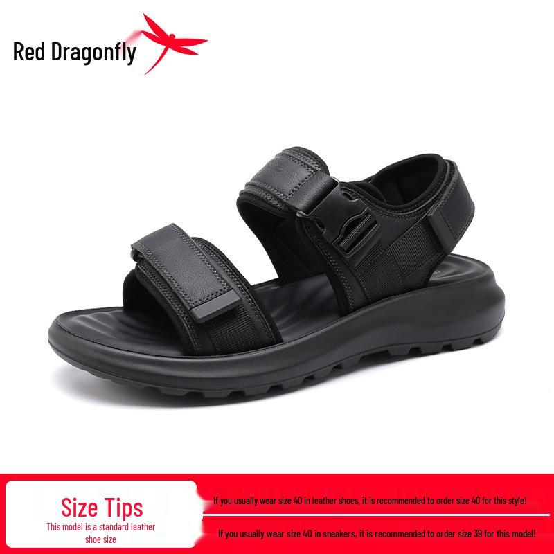 Red Dragonfly Men s Summer Thick-Soled Velcro Sandals - Non-Slip  Odor-Resistant for Outdoor Sports 42