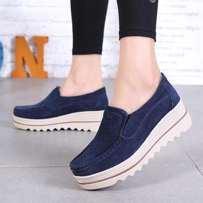 Scarpe da Donna con Zeppa e Plateau Primavera 2025 Ballerine Sneakers Vera Pelle Scarpe Casual da Donna Slip On Mocassini Scarpe con Zeppa Mocassini