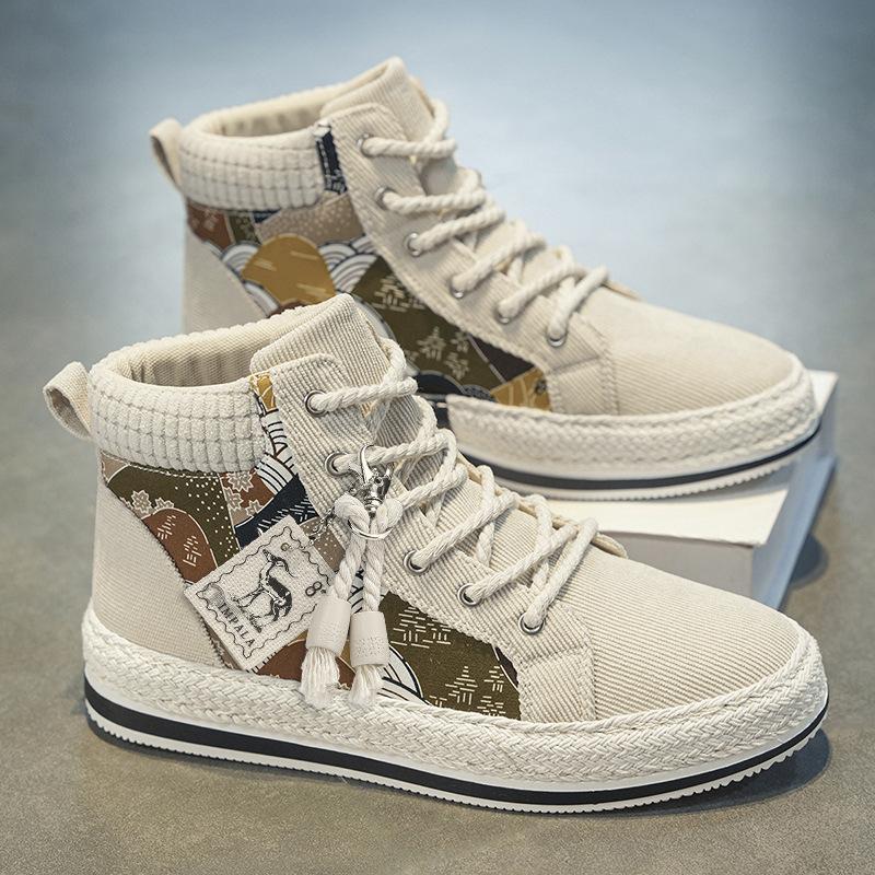 

Осенние высокие кроссовки для сноуборда из вельветовой ткани, модные персонализированные соломенные туфли на толстой подошве для мужчин, повседневная спортивная обувь для отдыха на открытом воздухе 40