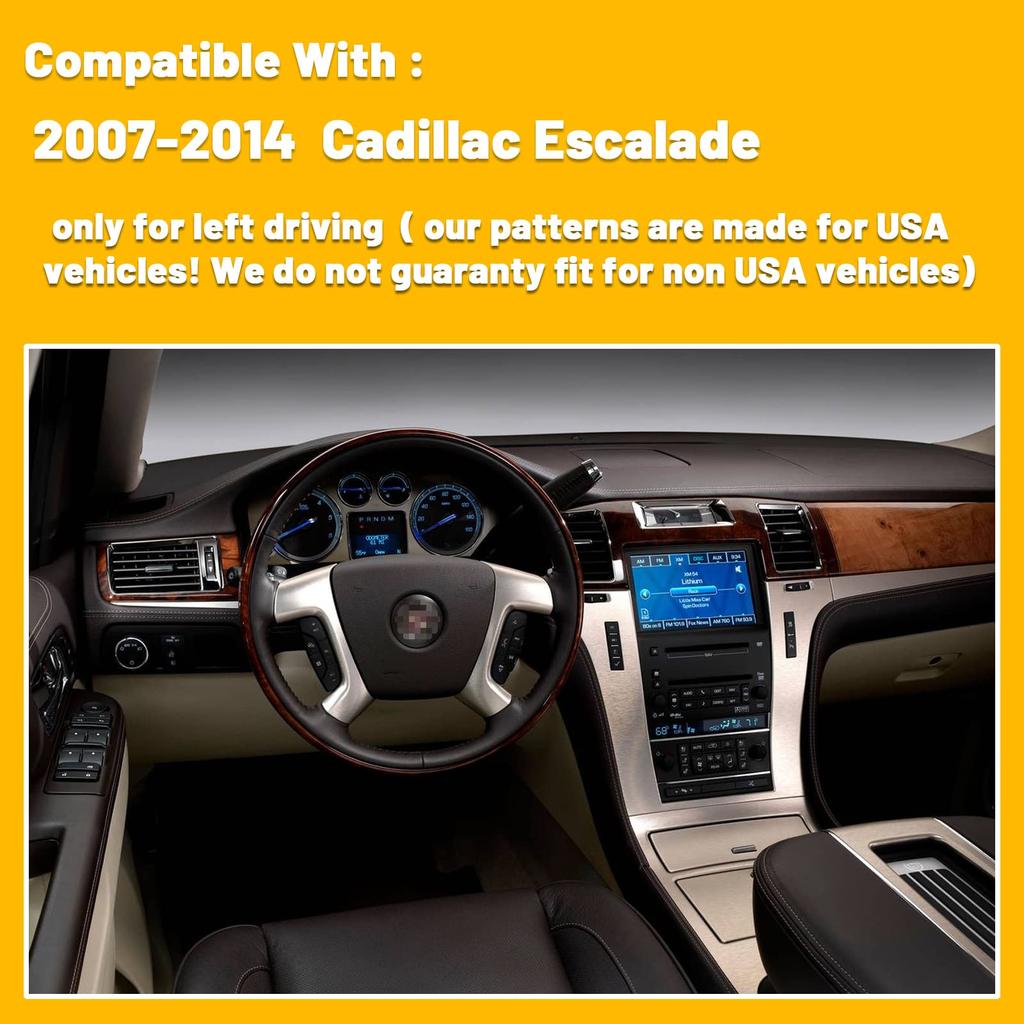 INUBOXES Dashboard Cover Mat Pad Carpet Custom Fits Cadillac Escalade No Dash Speaker Protector Sunshield Non-Slip 2007-2014, Cutouts, (Black Trim)