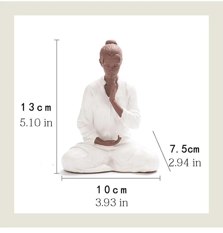 Ceramic Yoga Girl sculptures and figurines Creative Zen Home Room Office Yoga Room Table decoration and accessories