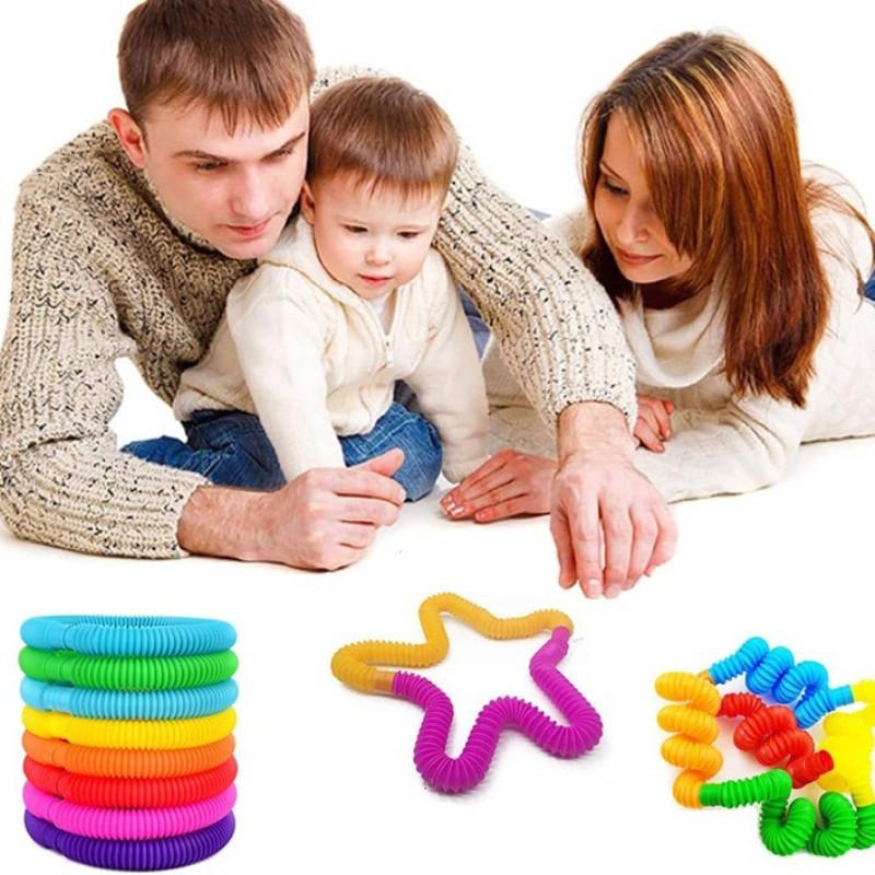 Colorful PopTelescopic Tube Stretching Corrugated Tube Children Adult Party Festival Stress Relief Toy