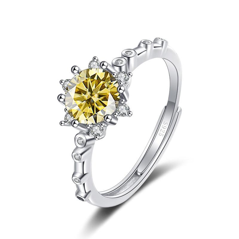 Bague Ringen Snowflake Rings 1 Carat Colored Moissanite Ring For Women Christmas Gift Romantic Winter Sterling Silver 925 Jewelry