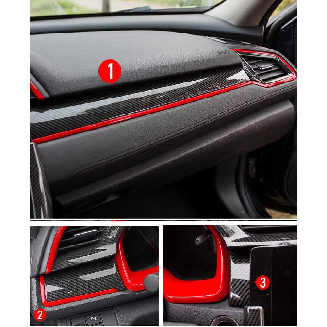 Frame Strip for Honda Civic 16-20 Center Dashboard Console Cover Trim Sticker