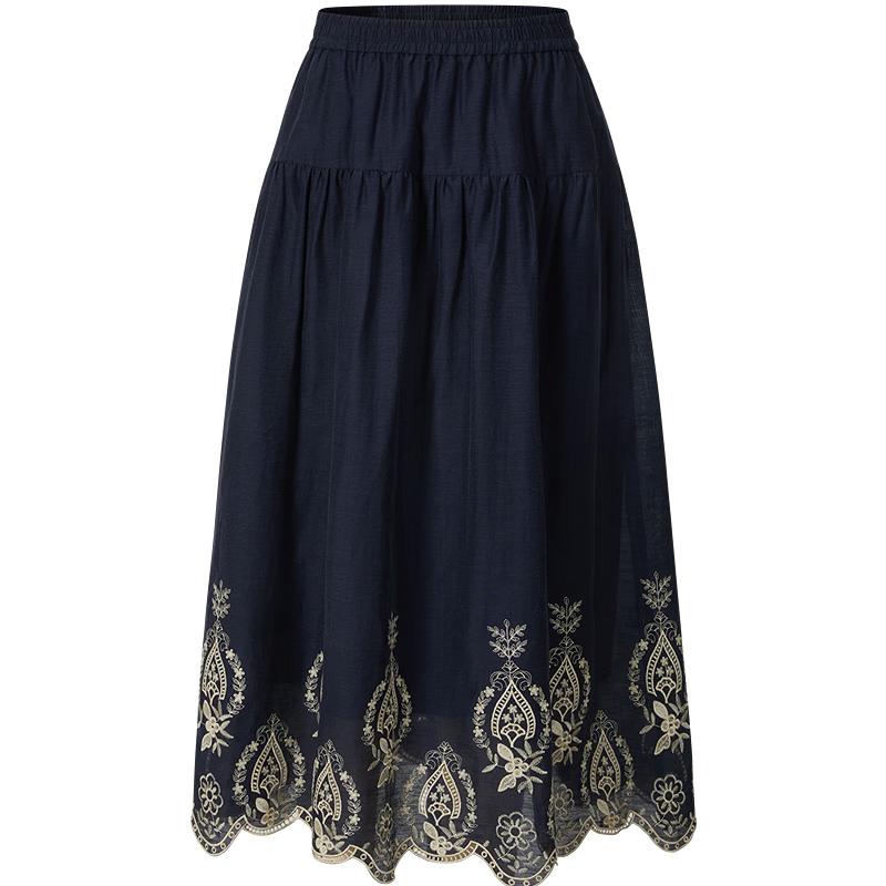 Joozen Annacor Bohemian Embroidered A-Line Maxi Skirt M
