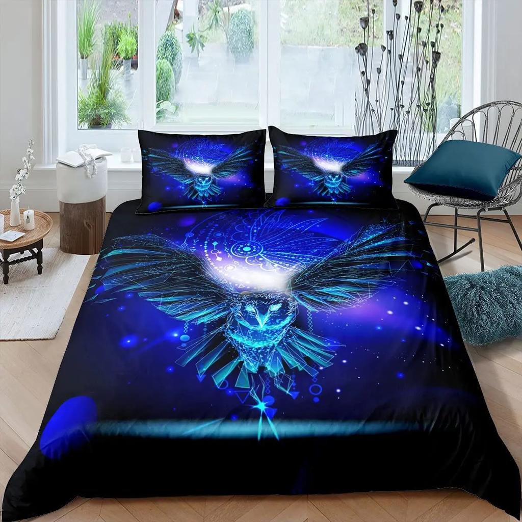 Comforter Cartoon Owl Cute Kawaii Animals For Kids Girls Bedding Set King Queen Single Twin Size Polyester Comforter