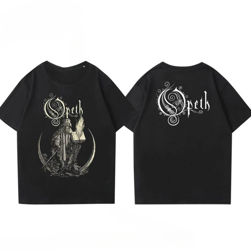 Vintage Progressive Death Metal Band Printed Tshirt for Unisex and Women Fashion Opeth Band ShortSleeved Tees Cotton Streetwear