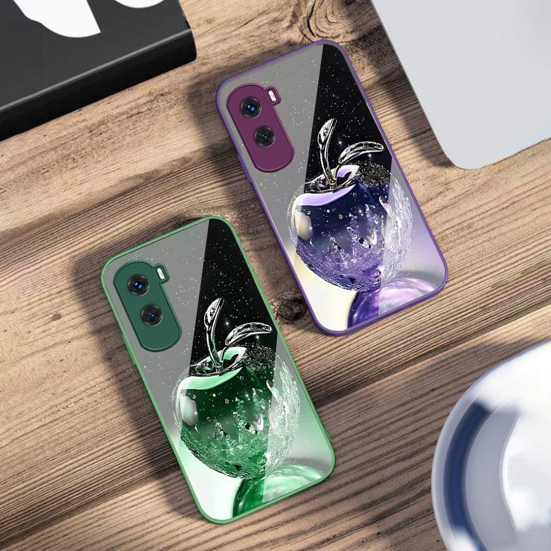 Transparent Crystal Apple For Honor 200 90 8X 9X Pro Lite P50 P40 Nova 10 11i P60 Magic4 6 Mate 20 50 Tempered Glass Phone Case