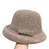 Korean Style Wool Felt Cloche Hat for Women - Retro Autumn/Winter Bow Fisherman's Hat