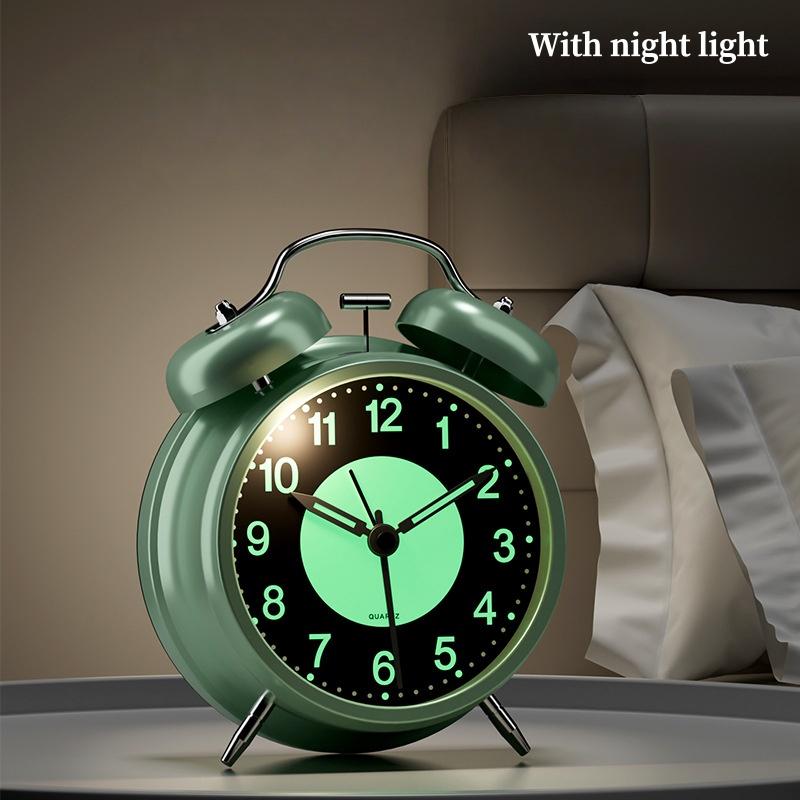 3 Inch Luminous Alarm Clock Students Children's Alarm Clock Strong Wake-Up for Elderly Silent with Night Light Battery Powered