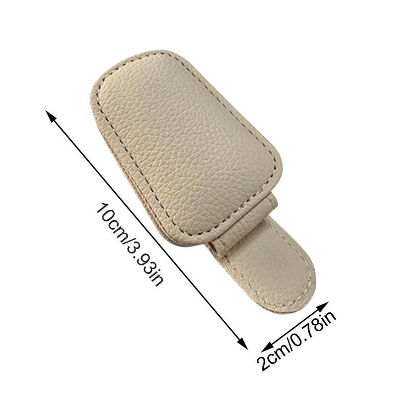 Car Glasses Holder Eyeglass Mount Glasses Hanger Clip PU Leather Car Glasses Holder Protective Sunglass Visor Clip Eyeglasses