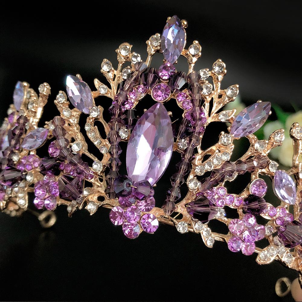 New Violet Rhinestone Bridal Crown Wedding Dress Accessories Bridal Tiara Hair Accessories Handmade Crown Tiara