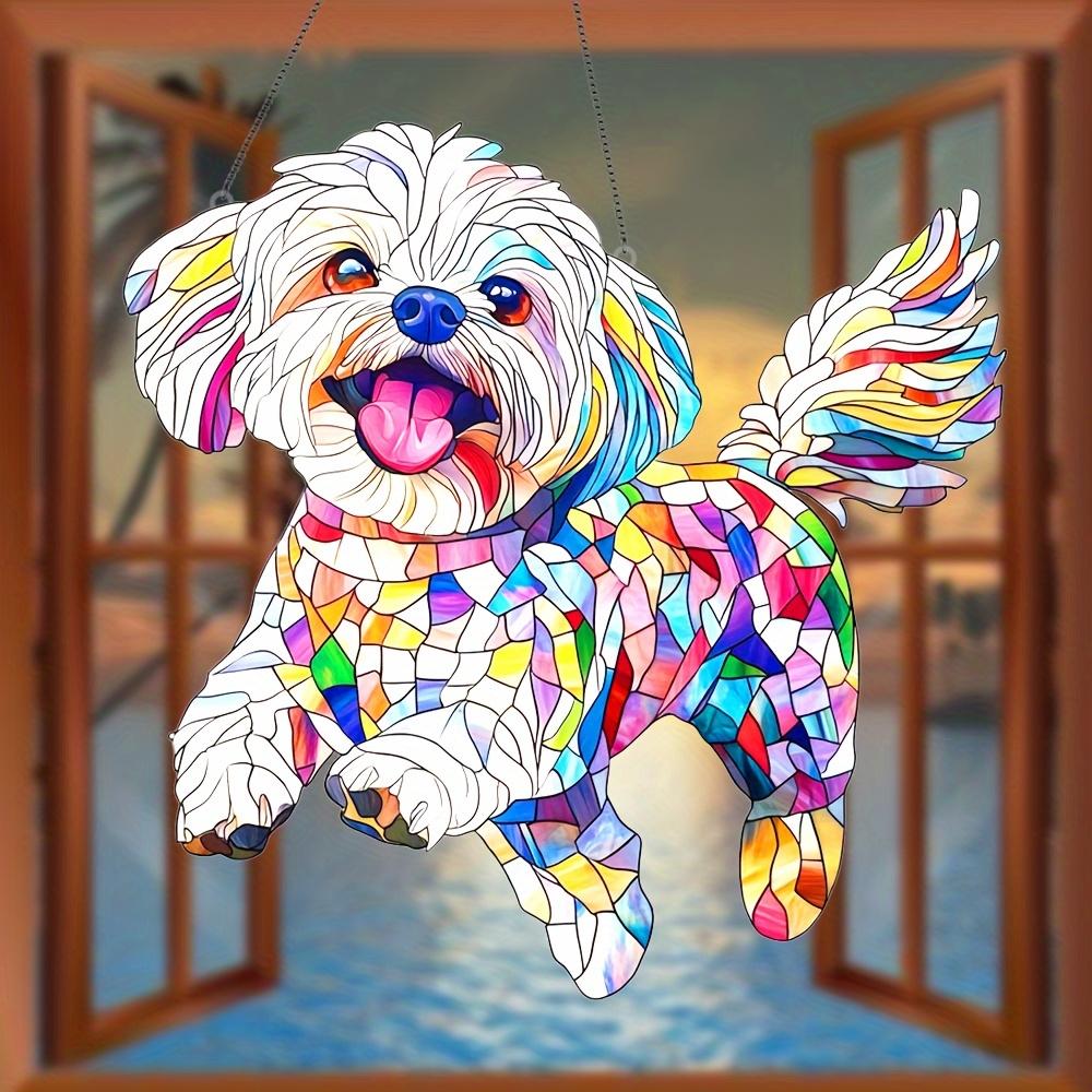 Colorful 2D Acrylic Maltese Poodle Sun Catcher Chihuahua Theme Window Decor Light Catcher Garden Family Sausage Dog Lover Gift