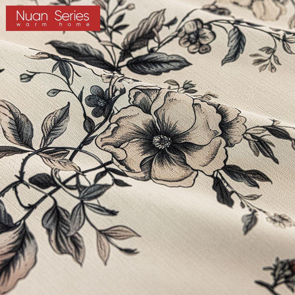 1PC Nuan Series French Retro Blackout Curtains with Butterfly Floral Print Thick Curtains for Bedroom Living Room Window for Home Decor