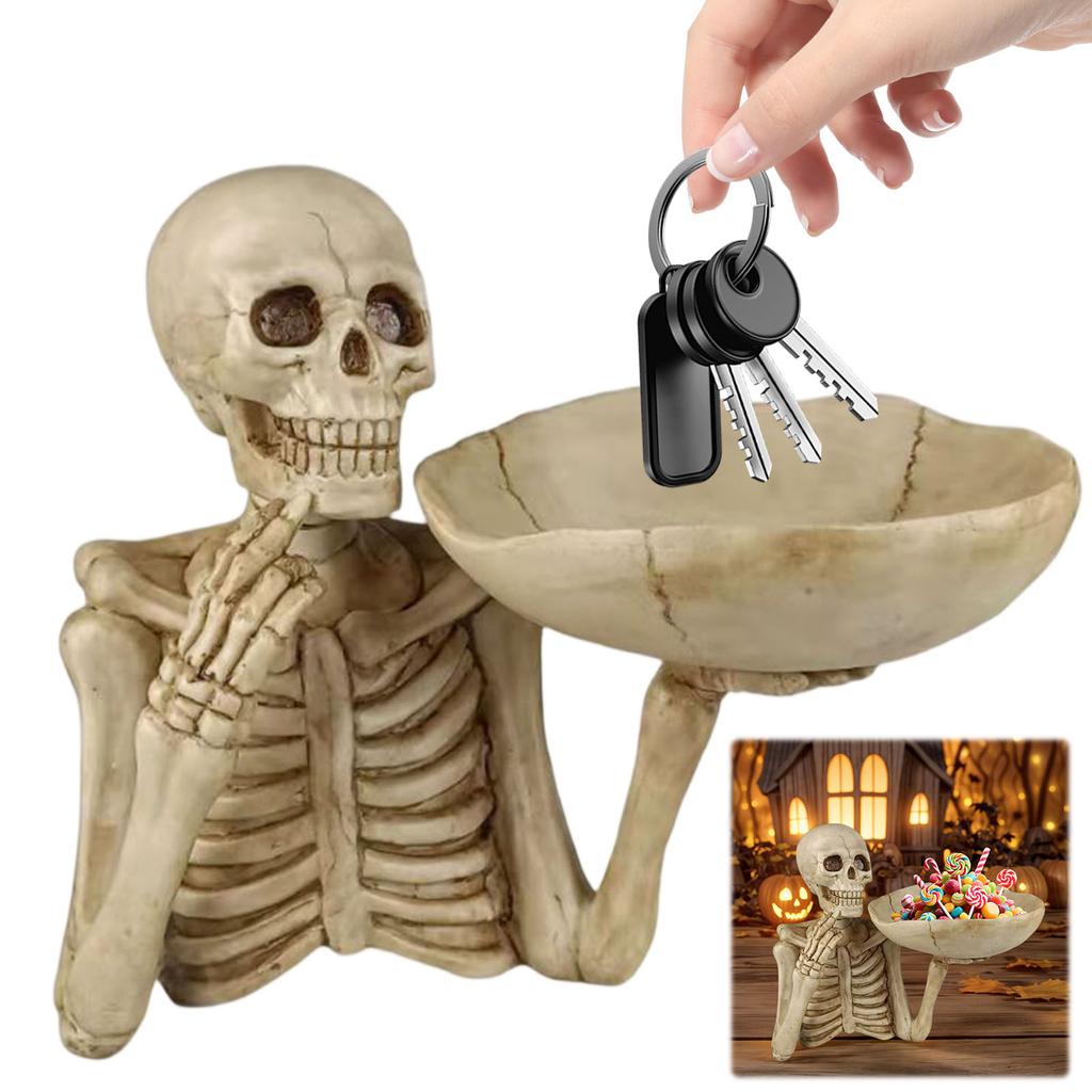 Halloween Gotisk Dödskalle Serveringsskål Skelett Snack Nyckel Förvaringsbricka Skrivbordsförvaring Snacks Catchall för Halloween Festprydnad