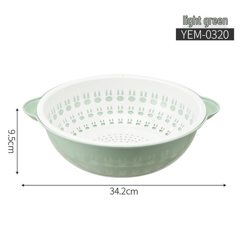 Double-Layer Round Drain Basket: Kitchen Plastic Rice & Vegetable Washing Basin