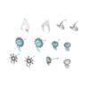 Fashion Bohemian Mermaid Rudder Turquoise Stud Earrings 6-Piece Set
