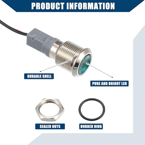 Hihaha Car Interior Indicator Light/Durable 12mm/Pack of 5 Green