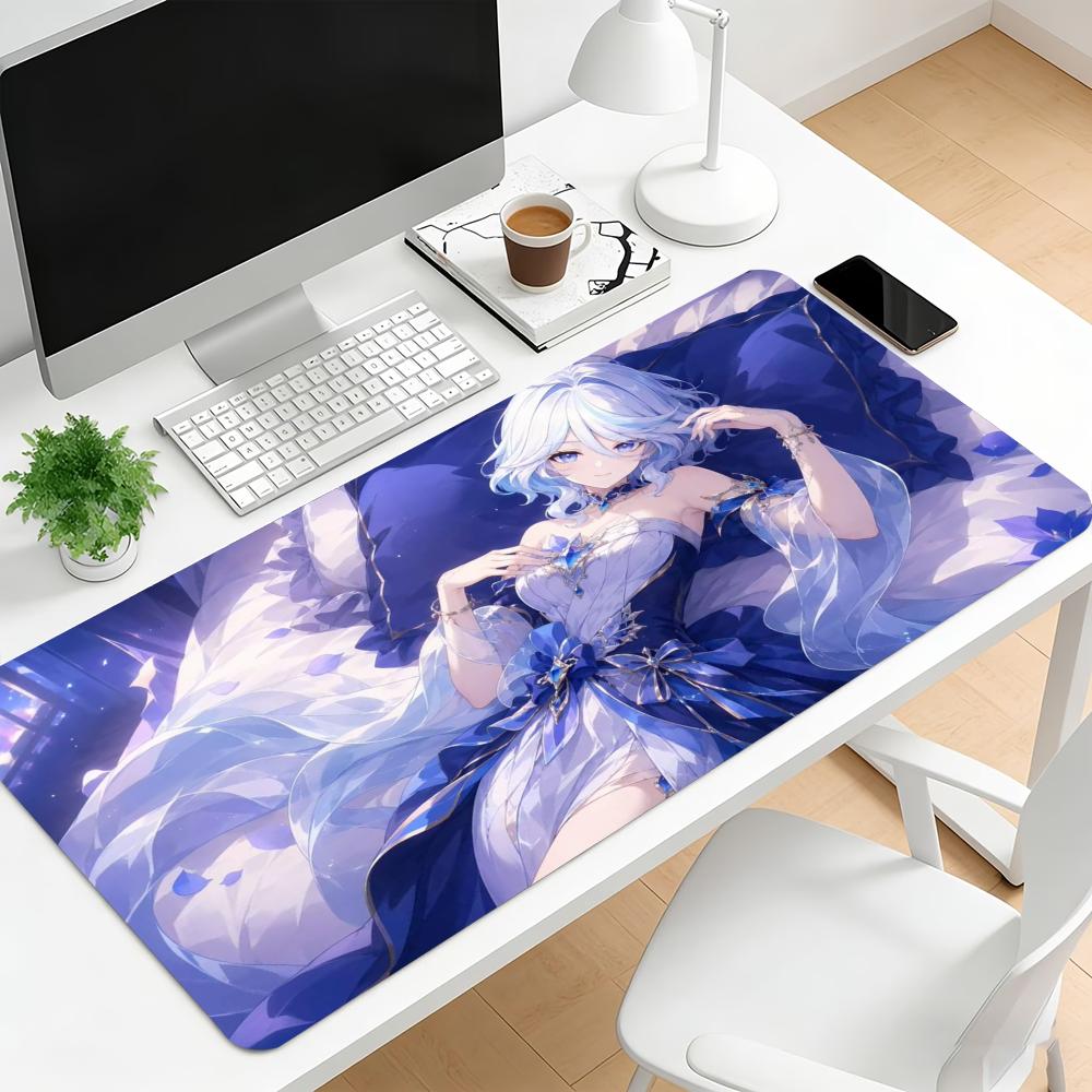 Fantasy Anime Girl Large Desk Mat Gaming Mouse Pad Non Slip Rubber Stitched Edge Keyboard Mat For Anime Fans Office Decor