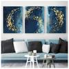 Golden Fish Abstract Wall Poster Style Canvas Print Painting Contemporary Art Living Room Entrance Decoration Picture No Frame