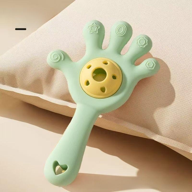Baby Silicone Teething Toy With Hand Rattle For Soothing And Chewing Fun