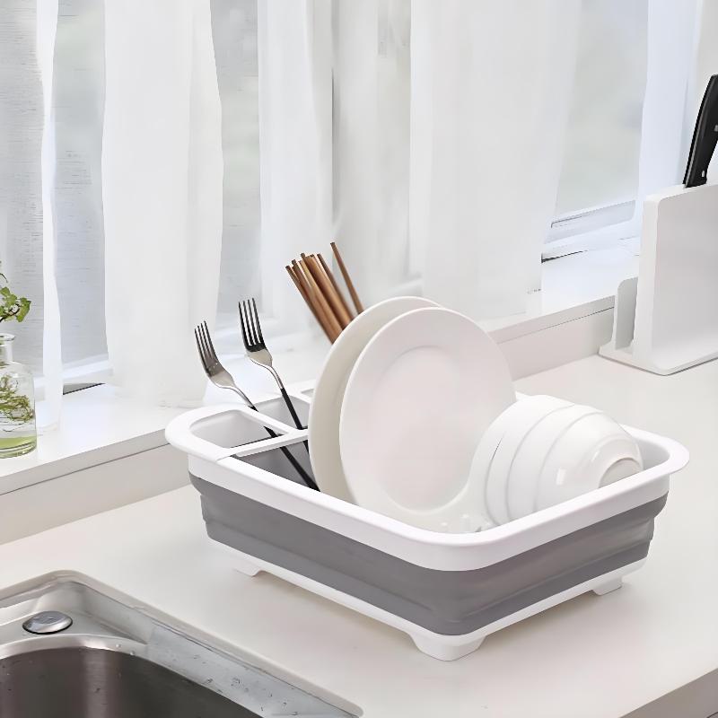 Foldable Dish Rack Space Saving Countertop Organizer Foldable Cutlery Rack Portable Kitchen Storage Drying Solution