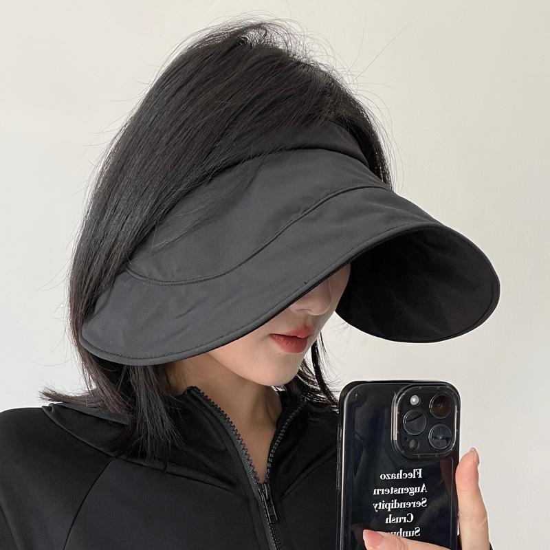 

Большие поля пустая верхняя шляпа от солнца летняя женская анти-УФ солнцезащитная кепка пляжная на открытом воздухе складная езда спортивные козырьки чёрный