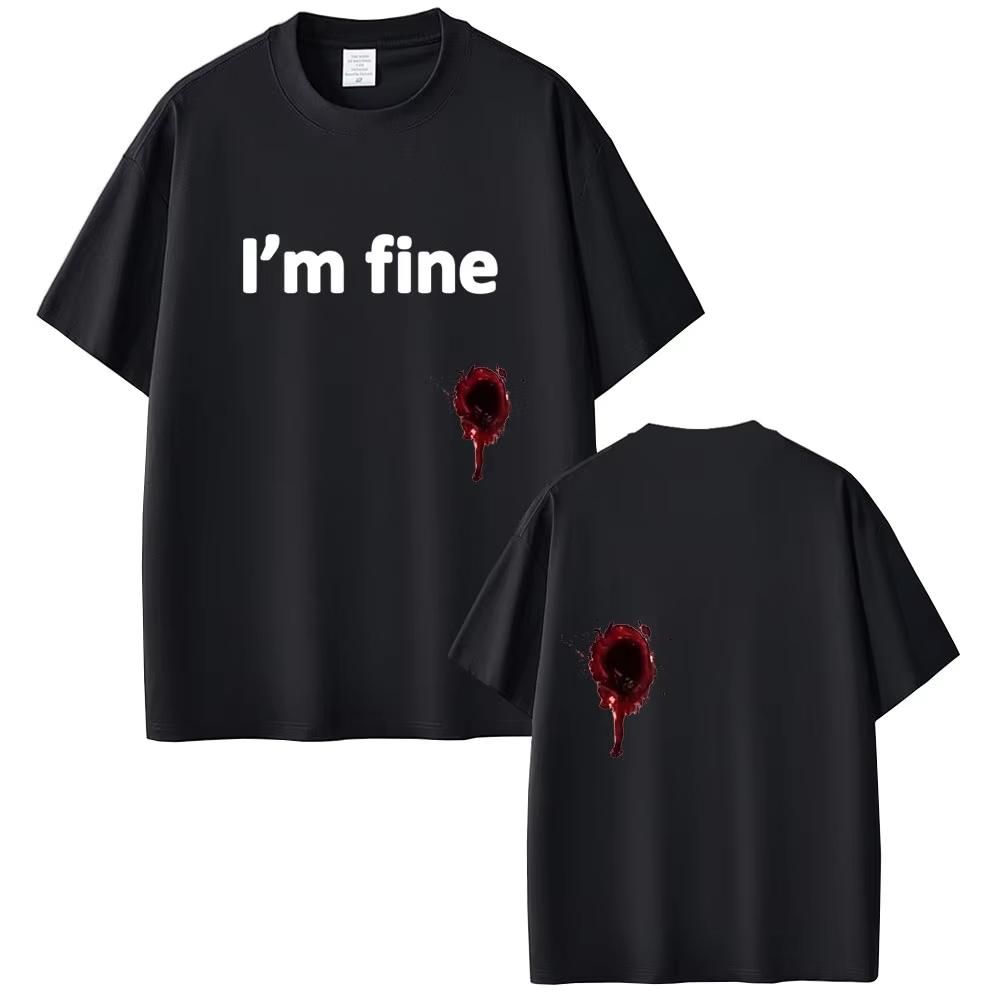 Im Fine Funny Printed T Shirts Men Fashion Casual Crewneck Tshirt Male Minimalist Cartoon Graphic Shortsleeved top Unisex