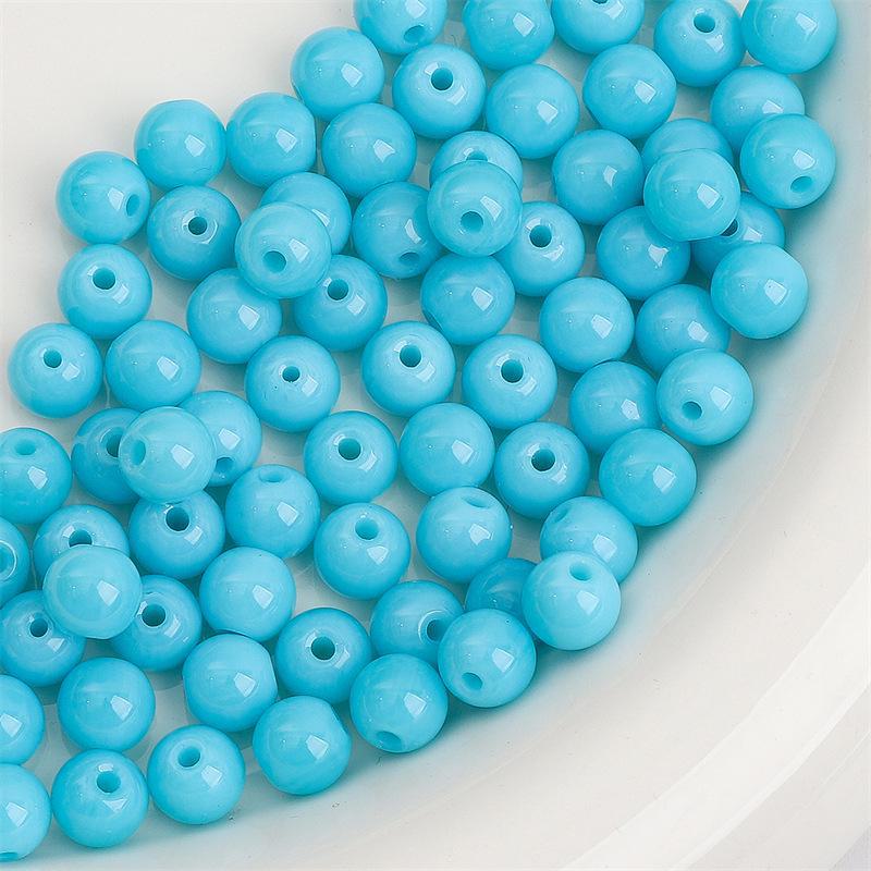 

8 мм глянцевые однотонные ретро-стеклянные бусины для браслетов и цепочек для телефонов своими руками 8mm, hole diameter about 1.5mm, 20 pieces/pack синий