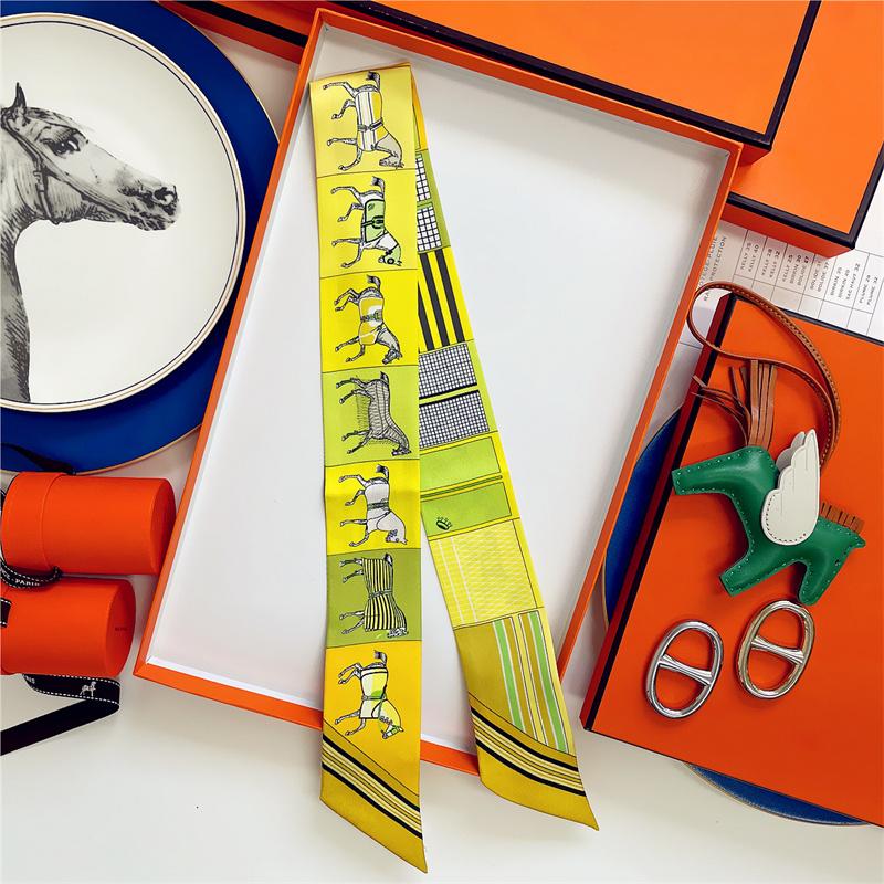 Cachecol de Seda 100% de Alta Qualidade Marca de Luxo Mulheres Faixa de Cabeça Faixa de Cabelo Foulard Gravata Lenço de Pescoço Cachecóis Skinny Acessórios