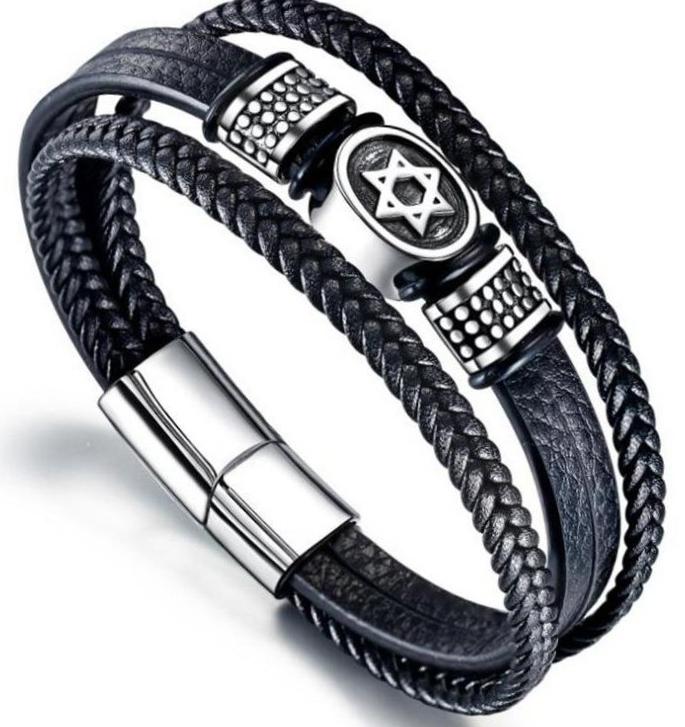 Classic Punk Metal Magnetic Clasp Multilayer Leather Bracelet for Men High Quality Handsome Party Jewelry Male Birthday Gift