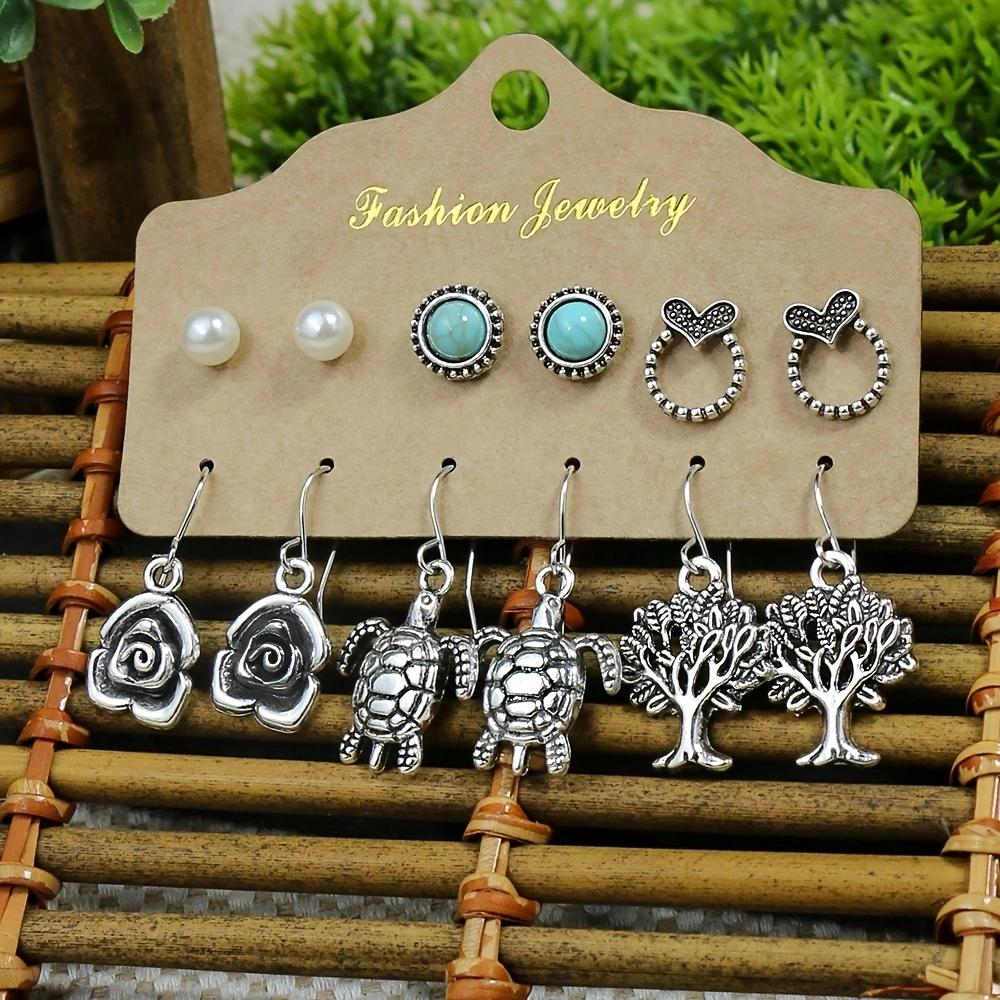 

Этническая Мода Набор Серег Комбинация Неправильная Форма Черепаха Цветок Лист Кисточка Персонализированное Украшение Подарки