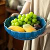 Light Luxury Blue Ceramic Large Bowl Exquisite Petal-Shaped Soup Bowl Household Restaurant Practical Tableware Vegetable Bowl Fruit Bowl