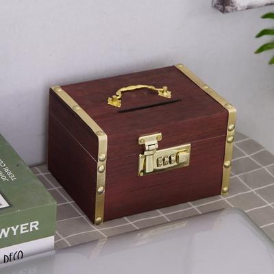 Money Jar Piggy Bank Organizer Vintage Style Wooden Treasure Chest Box New Treasure Storage Box