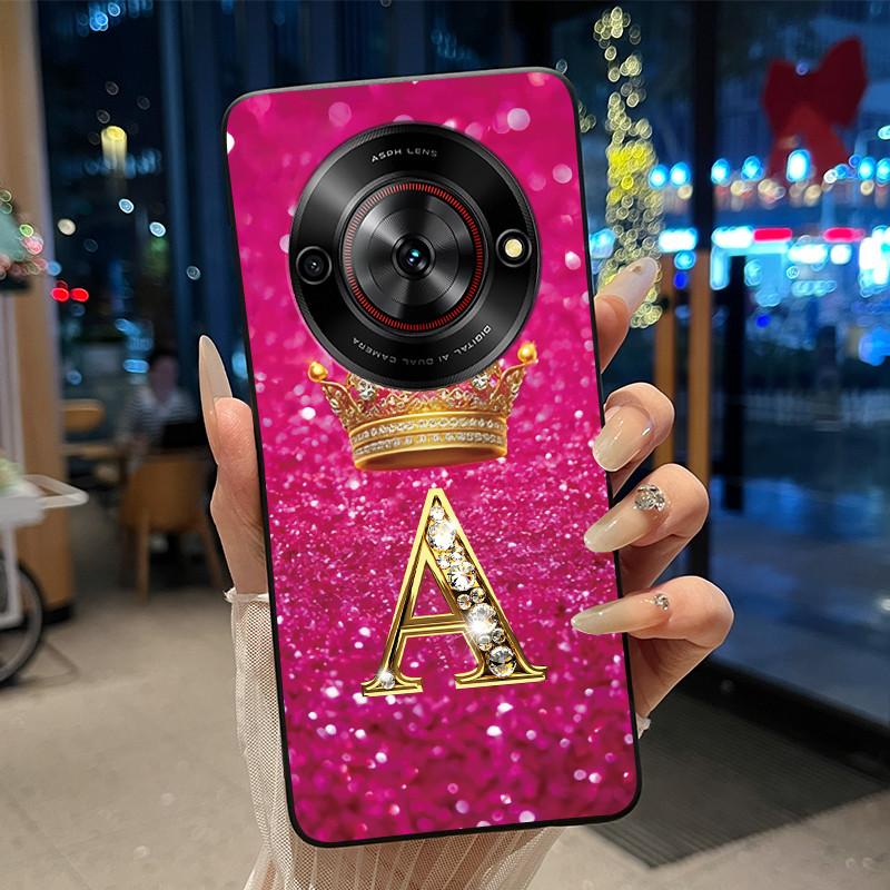 Shockproof Soft Phone Case For ZTE Blade A75 5G/ Nubia Focus 5G Bright Color and Attractive Crown Letter Pattern Casing