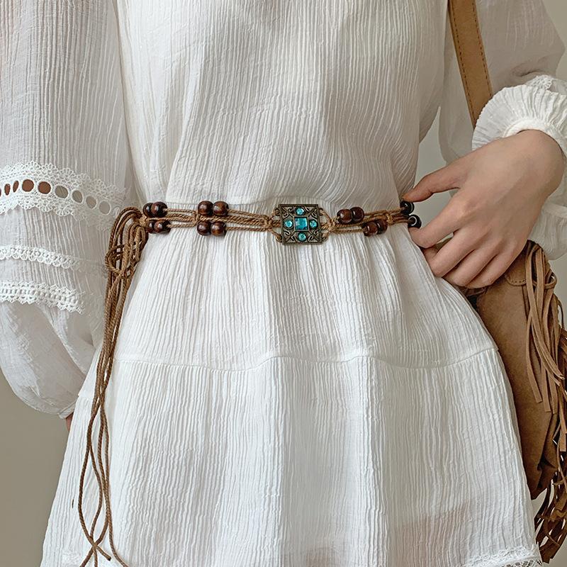 

Богемный этнический стиль плетеная бабочка пояс веревка с аксессуарами поясная цепочка декоративный пояс пояс платье талия