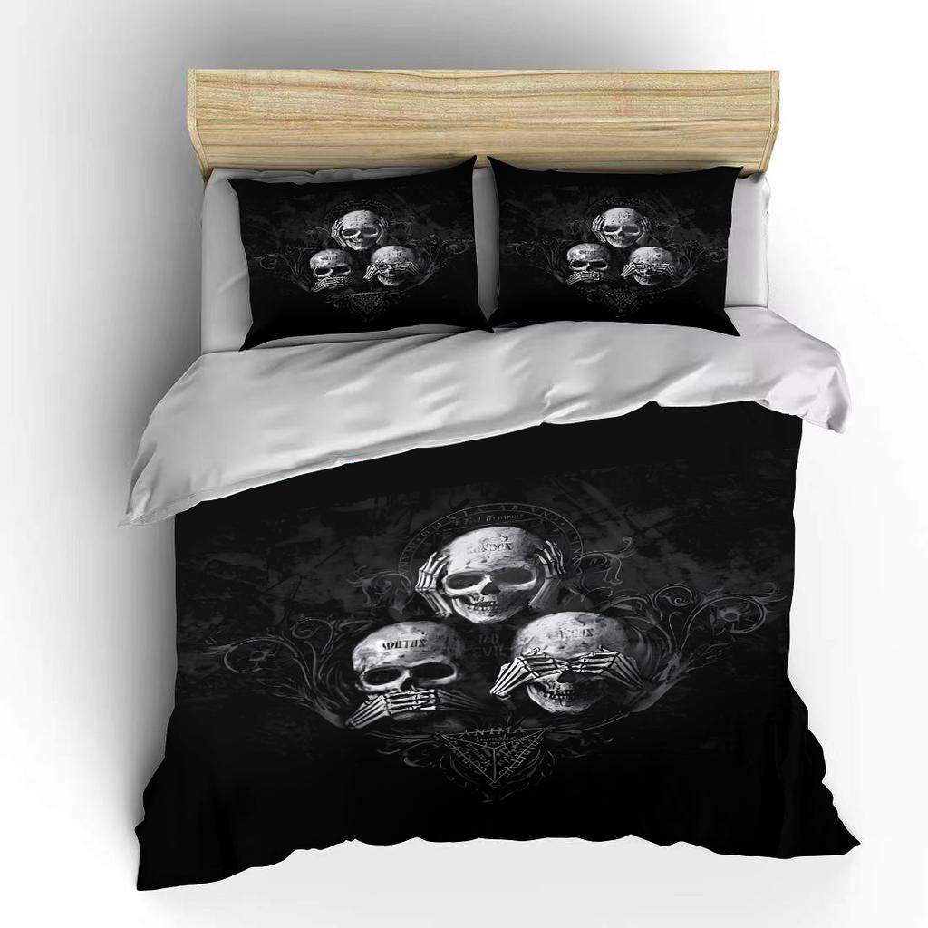 Skulls and Decorative Patterns Print Bedding Set 1 Duvet Cover 2 Pillowcases for Adult and Children Luxury Gift Full Size