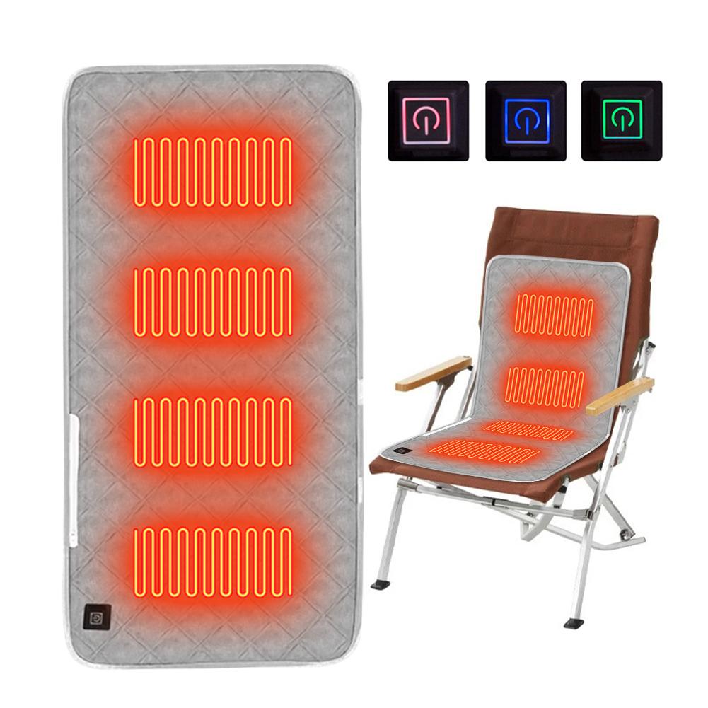 4 Zones Heated Seat Cushion Mat USB Electric Heating Pad Outdoor Camping Chair Heated Cushion 3 Gears Temperature Foot Warmer