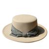 New Light Luxury Fashionable and Elegant Bow Plaid Fisherman Hat for Women in Autumn and Winter Woolen Hepburn Style Fashionable Top Hat for Women