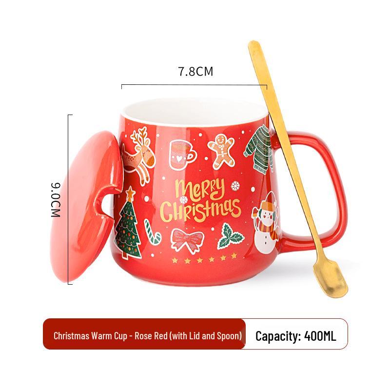 Personalized Christmas Ceramic Mug with Lid and Spoon - Creative Cartoon Design, Perfect for Halloween Gifts