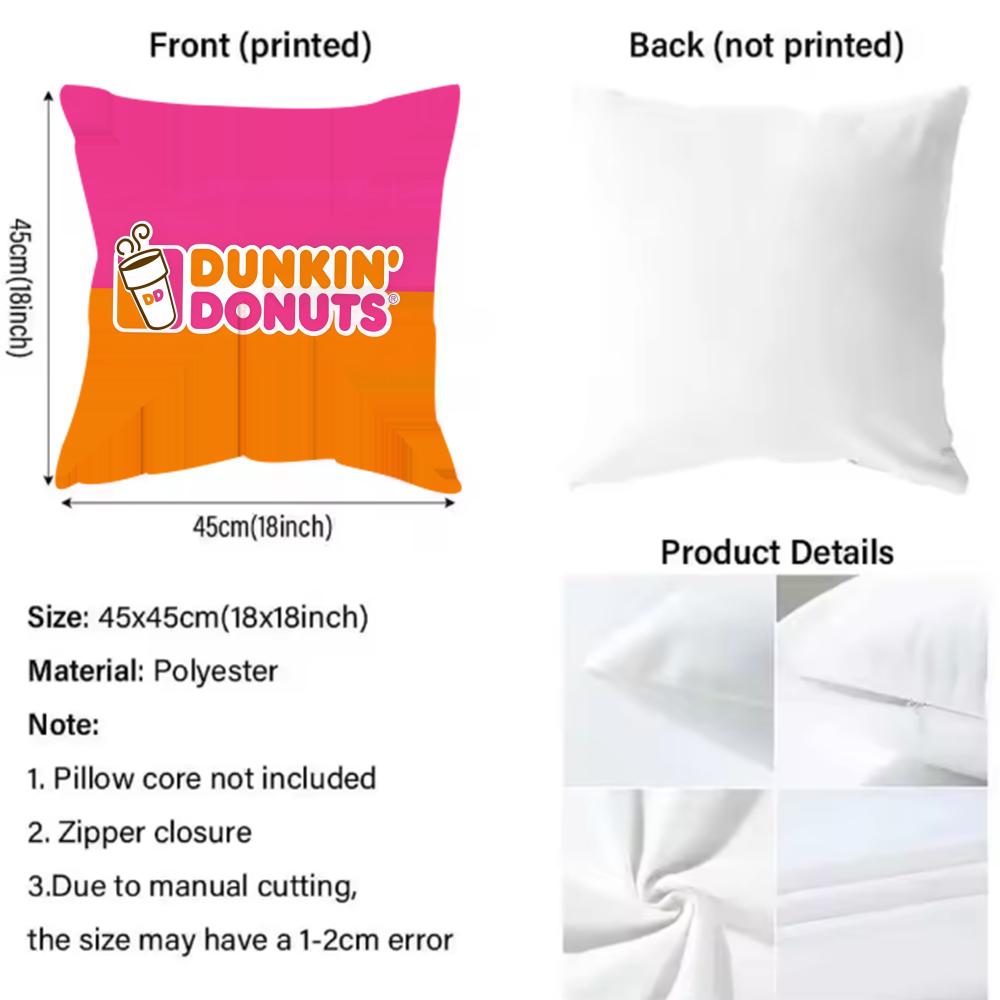 Dunkin' Donuts Cushion Cover Pattern Printed Pillowcase For Living Room Sofa Cushion Cover & Bedroom Decor