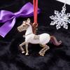 Pony Vánoční ozdoba Kamínková Zvěrokruh Kůň Přívěsek pro Dekoraci Stromku Třpytivý Sváteční Přívěsek Kůň pro Štěstí Tématická Dekorace