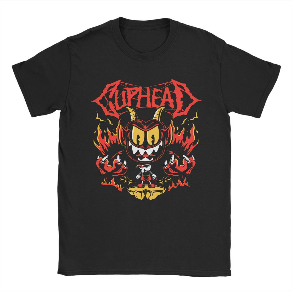 Men TShirts Cuphead Cartoon Leisure Cotton Tees Short Sleeve T Shirt Crew Neck Clothing Big Size