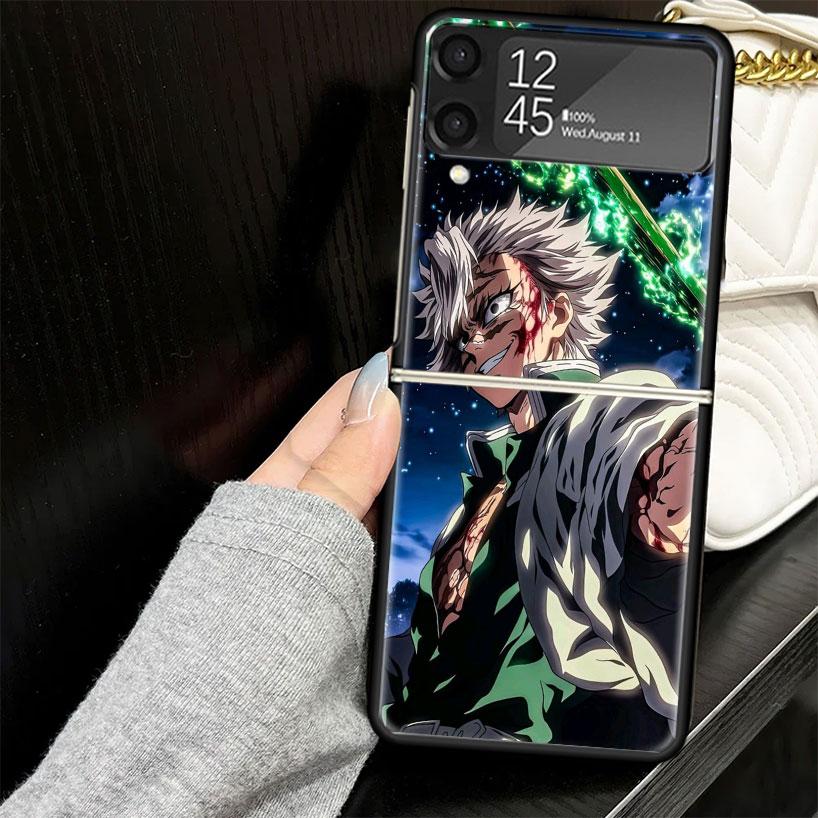 Demon Slayer Shinazugawa Sanemi Case for Samsung Galaxy Z Flip7 Flip6 Flip5 Flip4 Flip3 5G Hard Phone Shell Z Flip 7 6 5 4 3 Bla