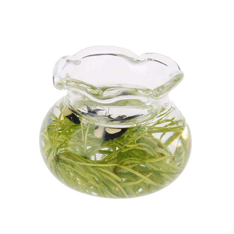 1:6 1:12 Puppenhaus Miniatur Fischglas Schale Simulation Aquarium Kleiner Goldfisch Puppenhaus Heimdeko Zubehör Spielzeug