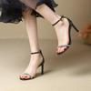 Damen Schwarze Strass Stiletto Sandalen - Frühling/Sommer 2025 Mode