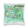 Usa Wyoming Travel Pillowcase Polyester Linen Velvet Pattern Zip Decorative Throw Pillow Case Home Cushion Cover