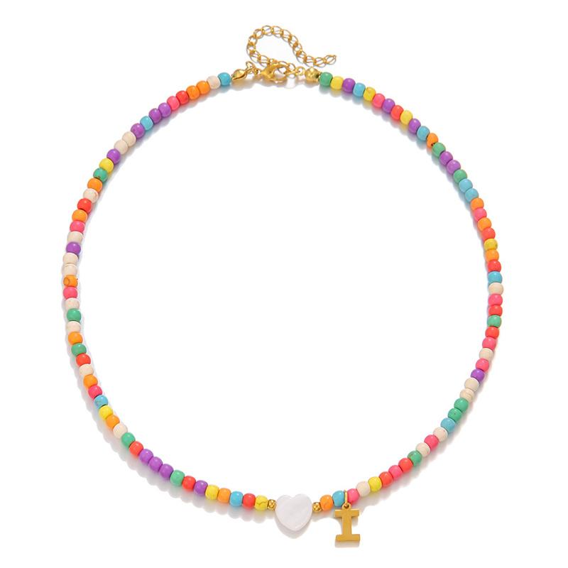 2026 New Colorful Beaded Initial Letter Necklaces for Girls Women Handmade Beads Choker Bohemian Necklace Jewelry Gift Wholesale