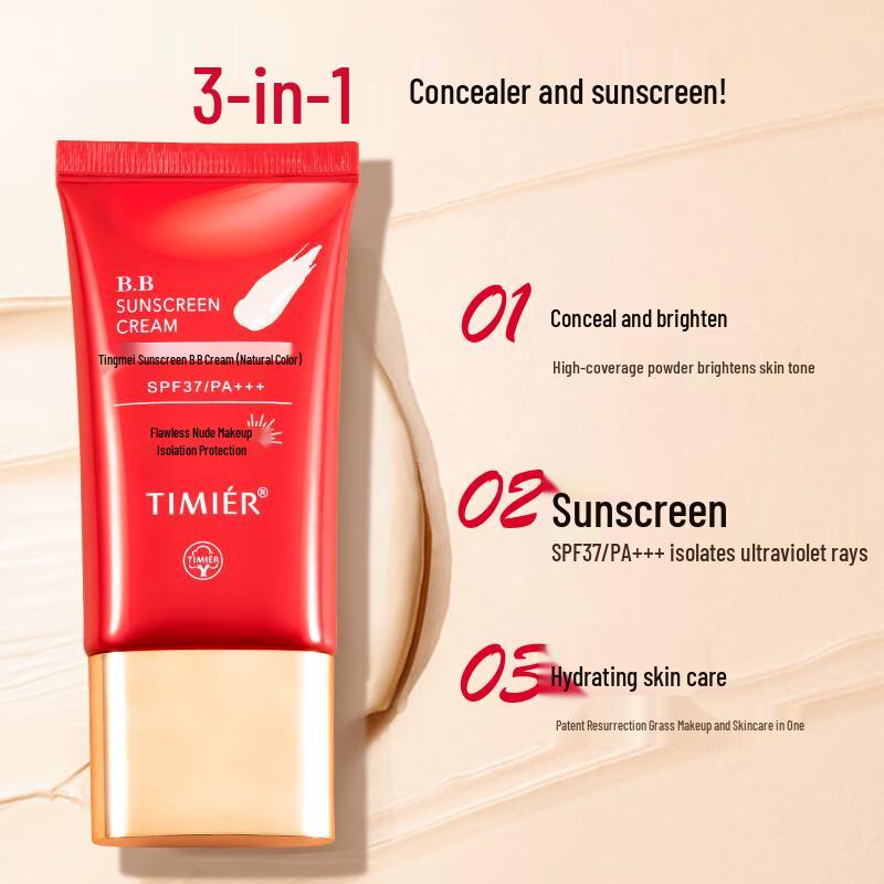 TIMIER Sunscreen Red BB Cream & Makeup Remover Combo