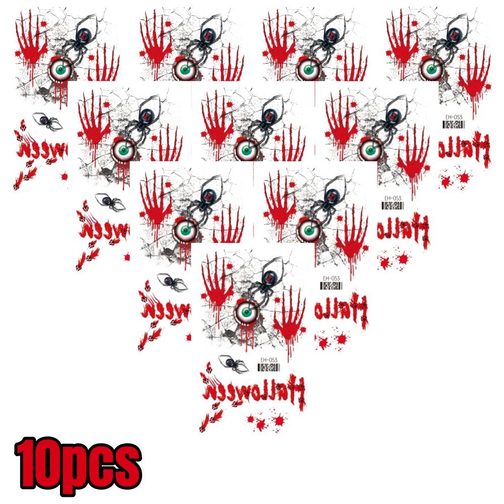 20pcs Realistic Halloween Fake Temporary Tattoos Sticker Wound Stitches Waterproof Stickers Scary Ghosts Prank Body Makeup Decor